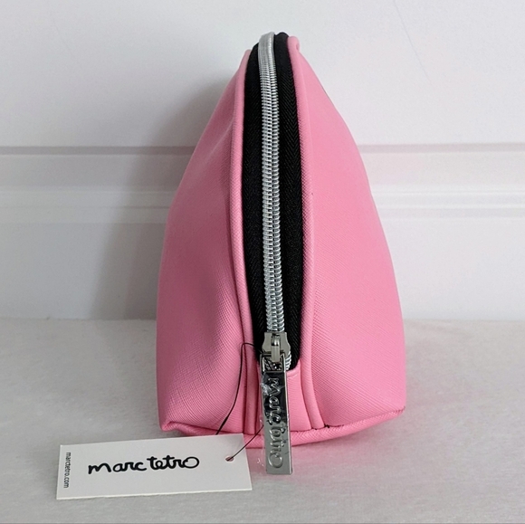 marc tetro Golden Retriever Large Cosmetic Case Pouch Bag PVC Saffiano Pink NWT - Picture 5 of 12